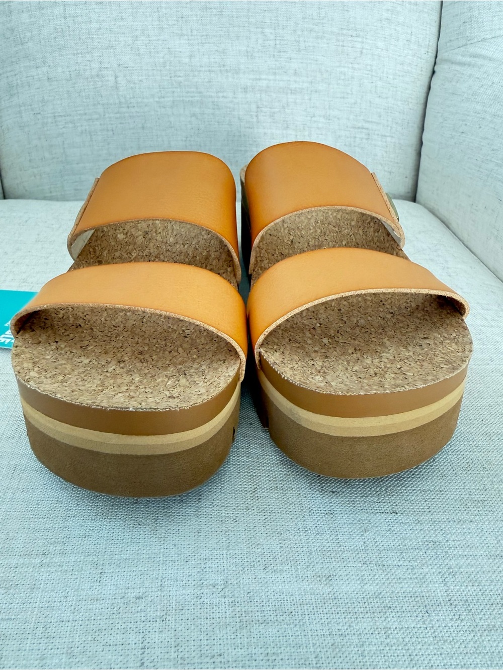REEF Cushion Vista Hi 2.5 Platform Slide Sandals Natural Womens 9 NEW Cork Tan - Picture 8 of 10